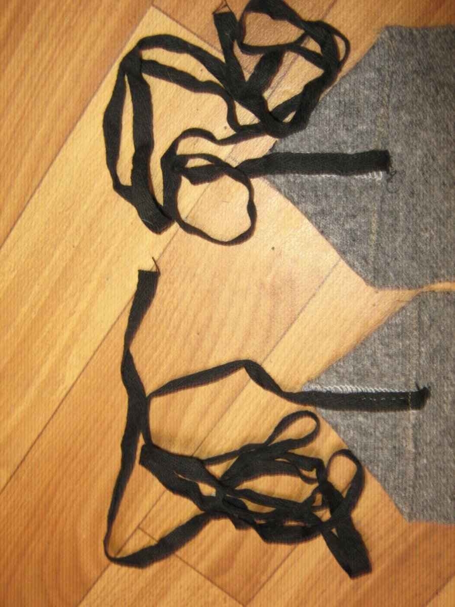 Close-up of fastening straps on reproduction Soviet Red Army puttees