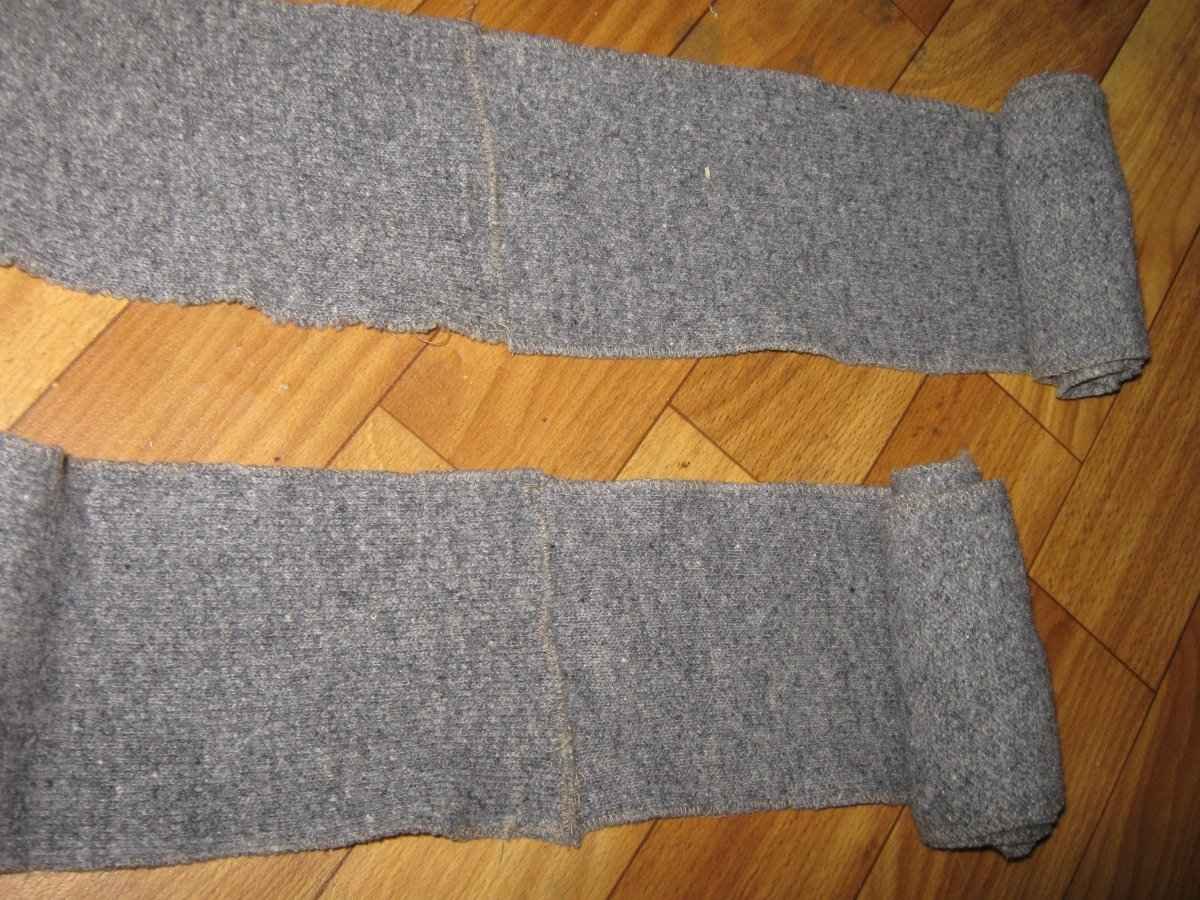 Unrolled reproduction Soviet Red Army puttees for World War II reenactment