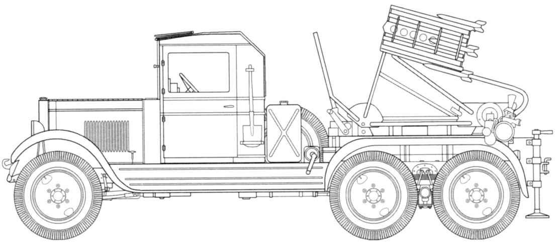 Soviet BM-8-36 multiple rocket launcher on GAZ-AAA chassis