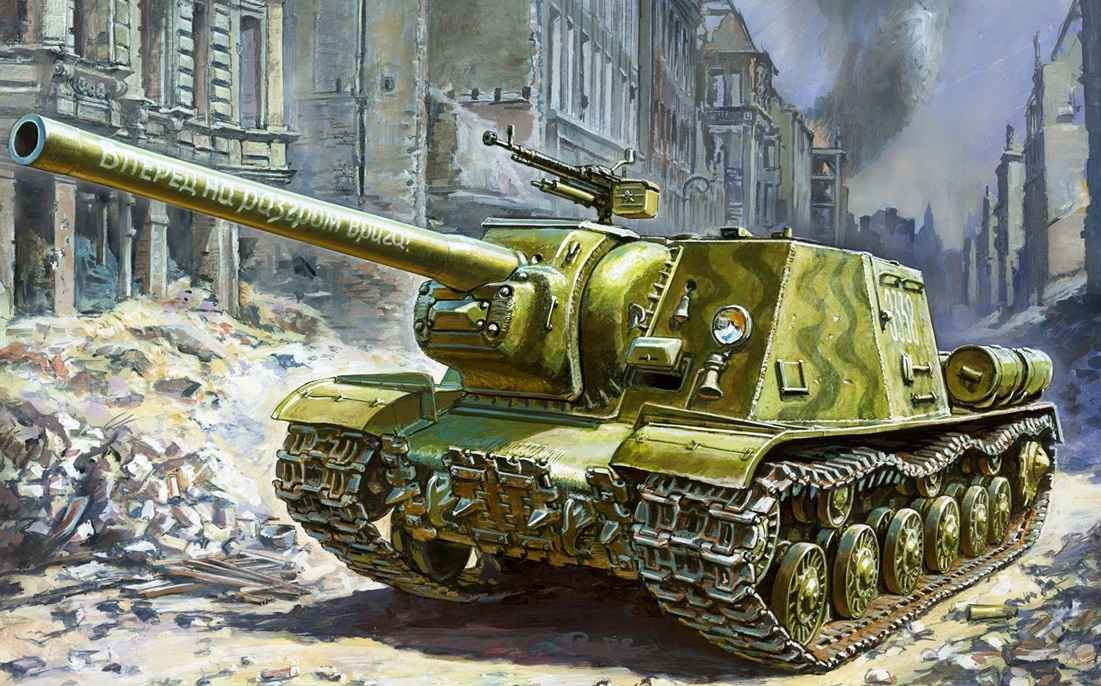 Soviet ISU-122 self-propelled artillery gun from World War II