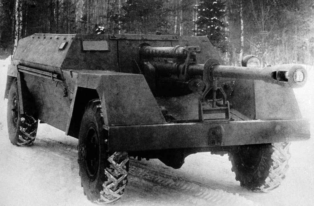 Soviet KSP-76 GAZ-68 wheeled self-propelled gun with 76 mm ZiS-3
