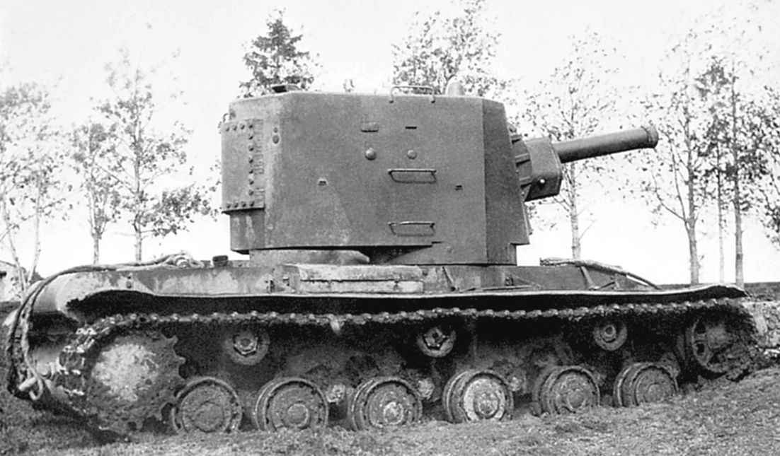 Soviet KV-2 heavy tank with large turret and 152 mm M-10 howitzer