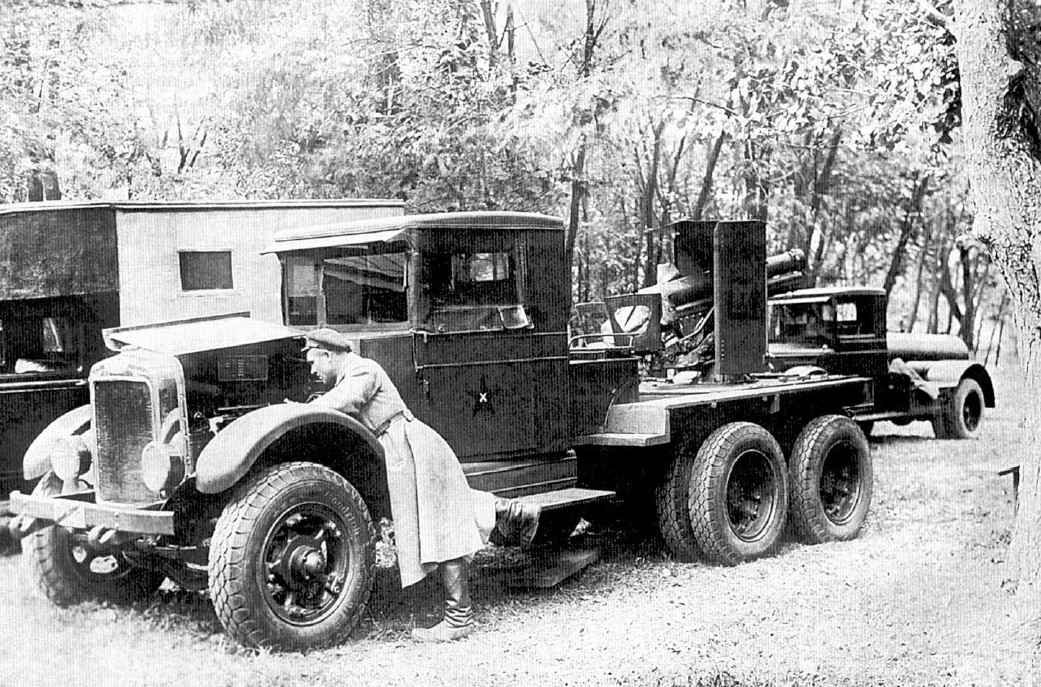 Soviet SU-12 self-propelled artillery gun on GAZ-AAA truck chassis
