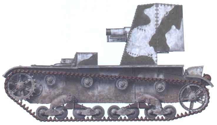 Soviet SU-26 self-propelled artillery gun based on T-26 tank chassis