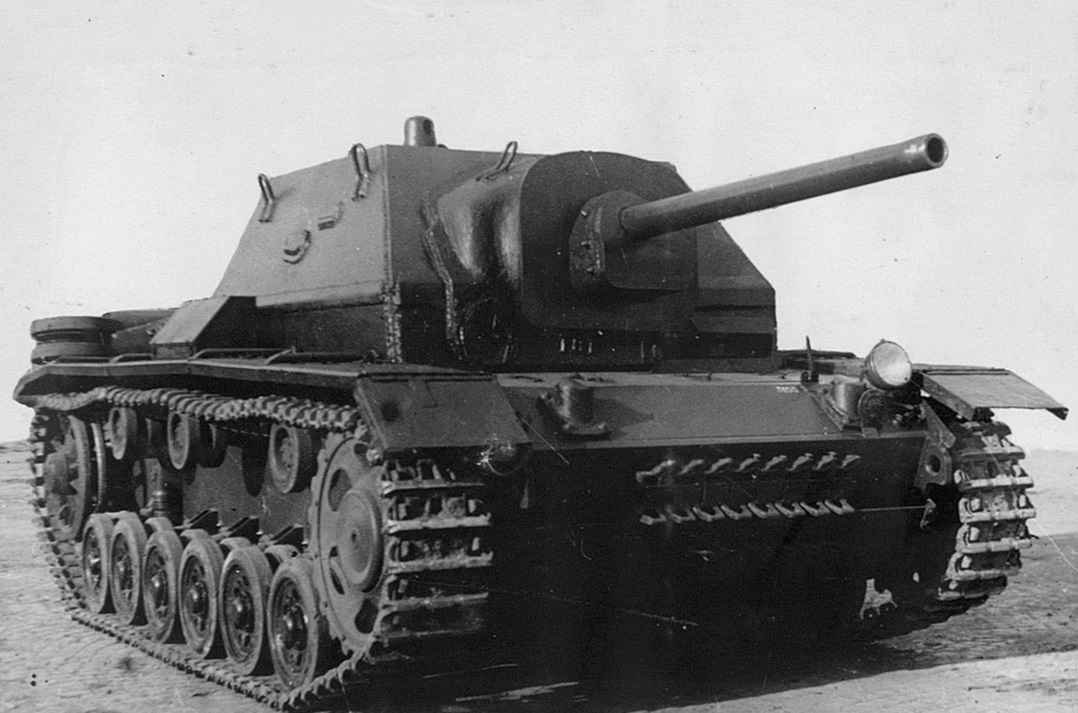 Soviet SU-76I self-propelled artillery gun based on German Panzer III chassis