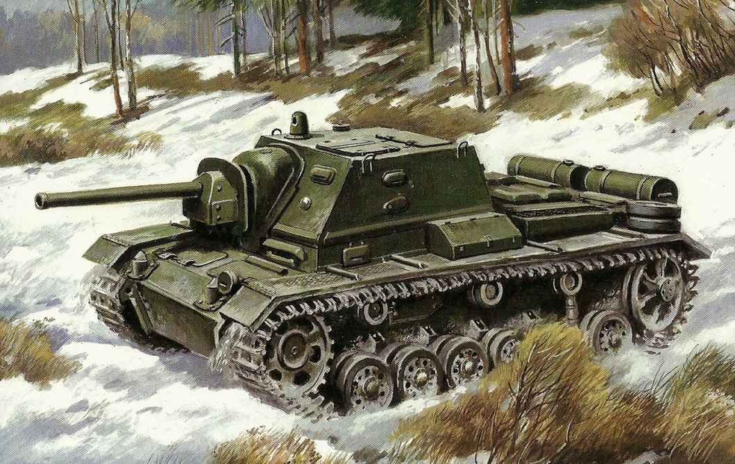 Soviet SU-76I self-propelled artillery gun based on captured German Panzer III chassis