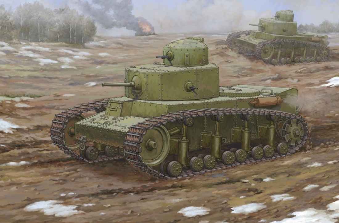 Soviet T-12 experimental medium tank with multiple turrets