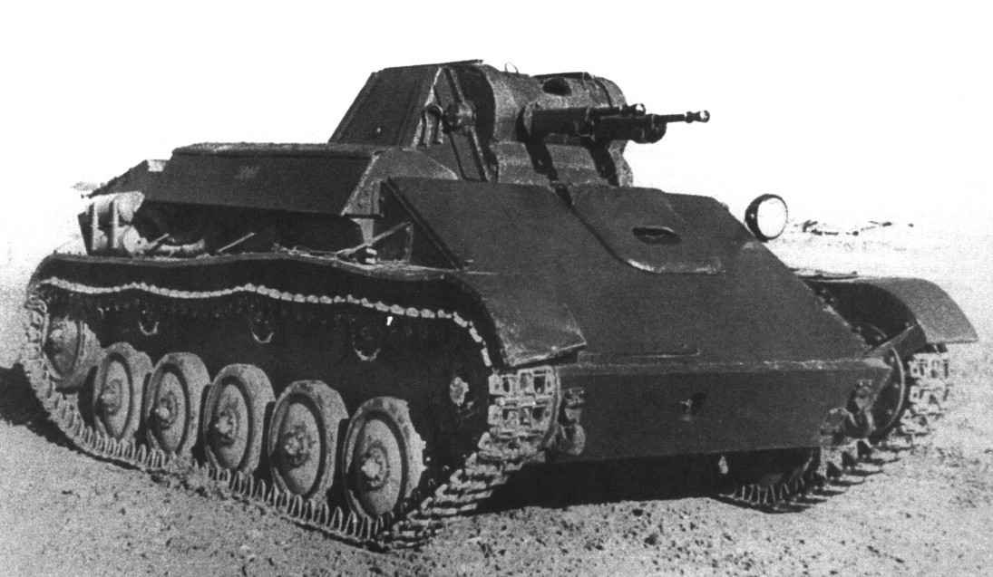 Soviet T-70 light tank with 45 mm 20-K cannon during World War II