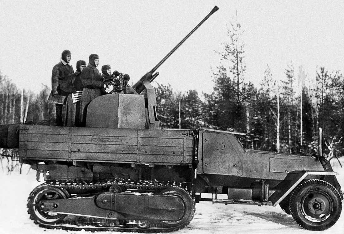 Soviet ZIS-42 half-track military truck during World War II