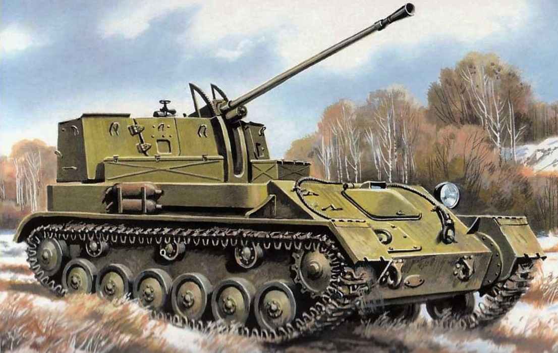 Soviet ZSU-37 self-propelled anti-aircraft gun developed in 1944