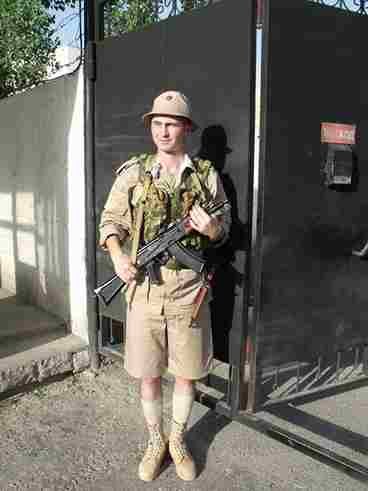 Russian serviceman wearing a military Panama hat and hot climate field uniform