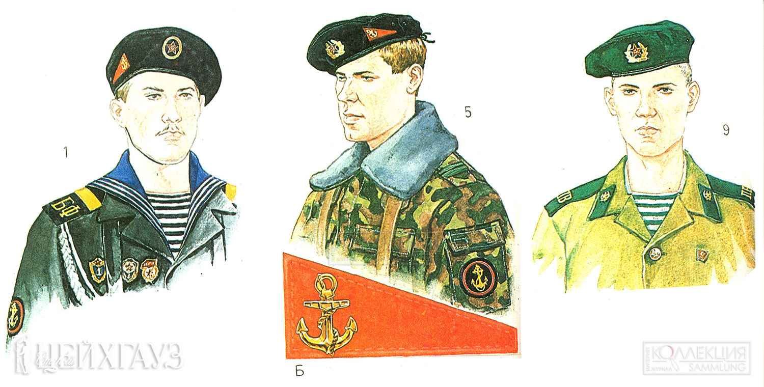 Soviet military berets worn by USSR Marines and Border Troops