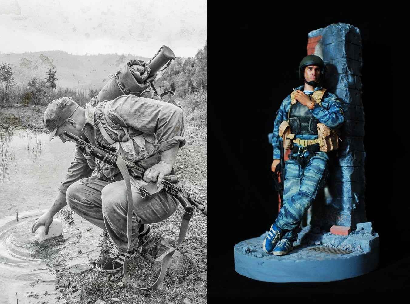 Historical reenactor wearing Soviet Moscow sneakers