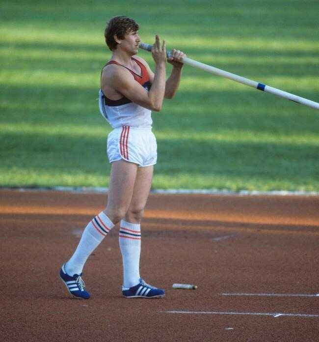 Sergey Bubka Soviet pole vault champion in sportswear