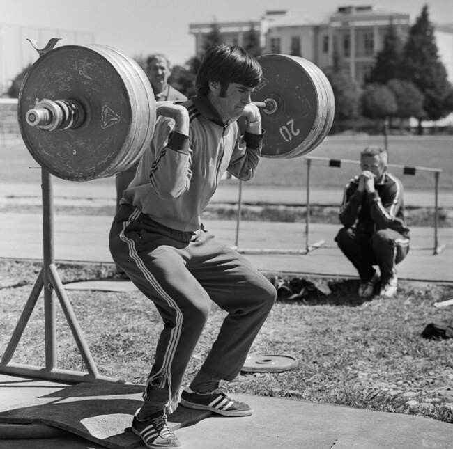 Viktor Saneyev Soviet Olympic champion during training